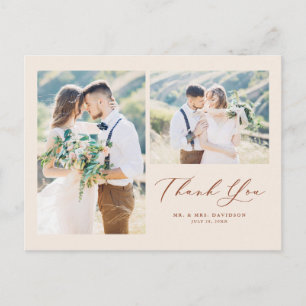 Carte Postale Terracotta Joli Script Photo Collage Merci