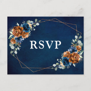 Carte Postale Terracotta Marine Bleu Vert Géométrique RSVP Postc