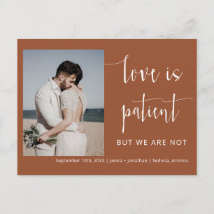 Carte Postale Terracotta Moderne Script Minimal Elopement Photo
