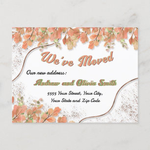 Carte Postale Terracotta Orange Feuilles Rusty Foil Déplacement 