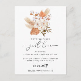 Carte Postale Terracotta Pampas Rustique Réception de mariage en