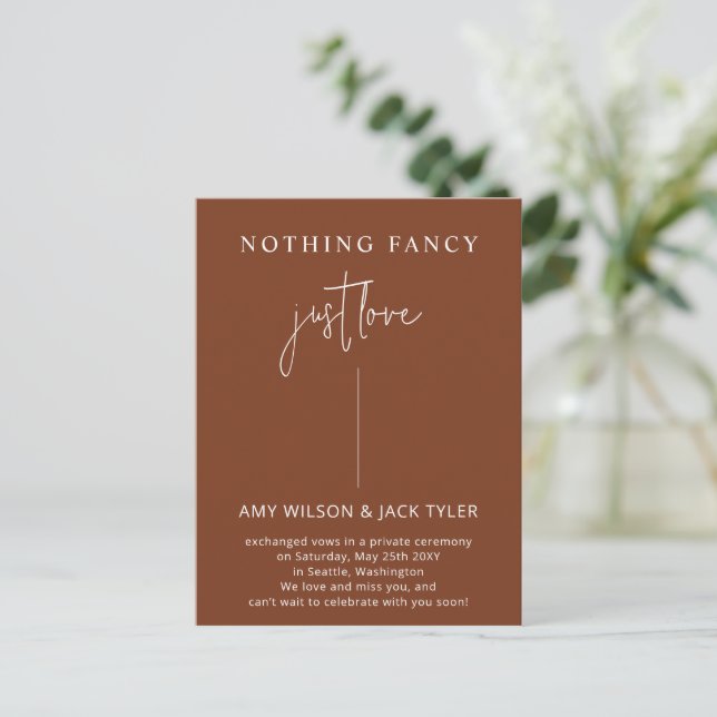 Carte Postale Terracotta Rien De Fancy Just Love Mariage (Debout devant)