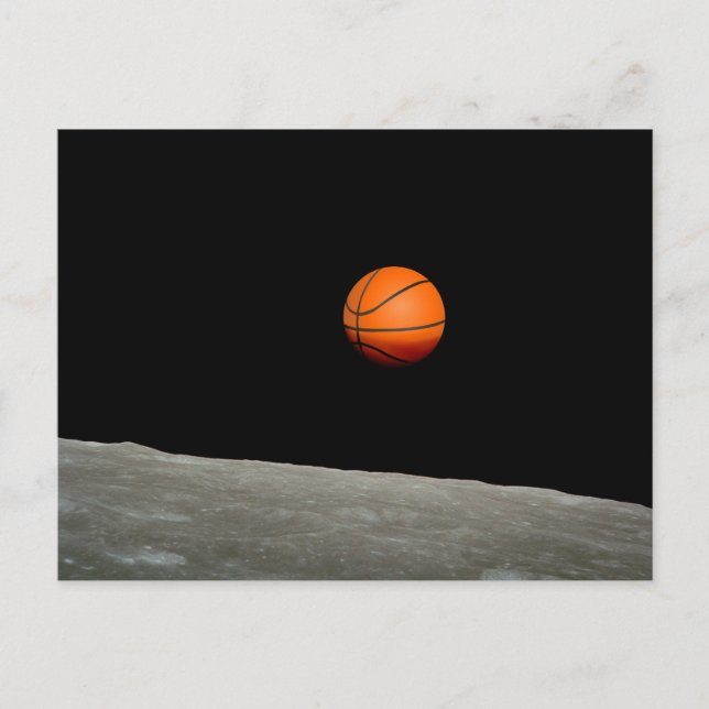 Carte Postale terrain de basket de l'univers lune (Devant)