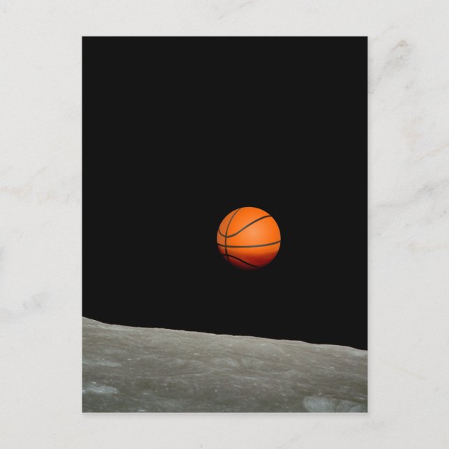Carte Postale terrain de basket de l'univers lune (Devant)
