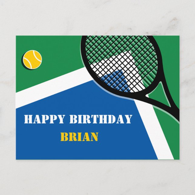 Carte Postale 🎾 terrain de tennis bleu-vert personnalisable Car (Devant)