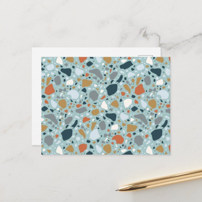 Carte Postale Terrazzo En Bleu (Devant/Arrière en situation)
