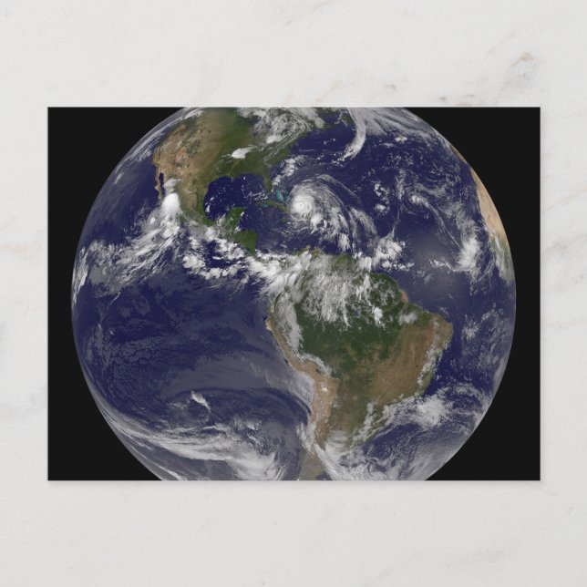 Carte Postale Terre entière avec l'ouragan Irène sur les Bahamas (Devant)