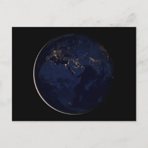 Carte Postale Terre entière avec lumières de la ville