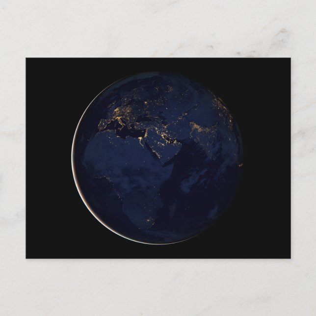 Carte Postale Terre entière avec lumières de la ville (Devant)