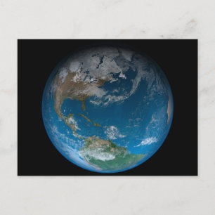 Carte Postale Terre Pleine Avec Amérique Du Nord Et Du Sud.