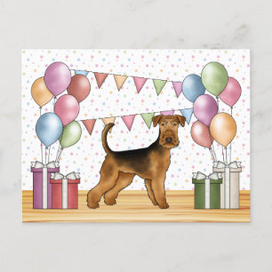 Carte Postale Terrier Airedale Anniversaire Coloré Pastel