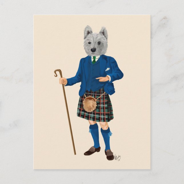 Carte Postale Terrier de West Highland à Kilt 2 (Devant)