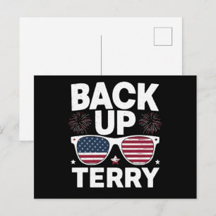 Carte Postale Terry de secours drôle feu d'artifice patriotique 