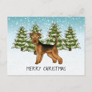Carte Postale Tervueren Airedale Terrier Chien Neigeux Forêt Hiv