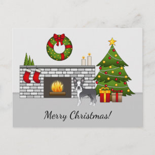 Carte Postale Tervueren Boston Terrier dans une salle de Noël fe