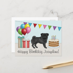 Carte Postale Tervueren Pug Mignon Chien de Dessin Animé Coloré