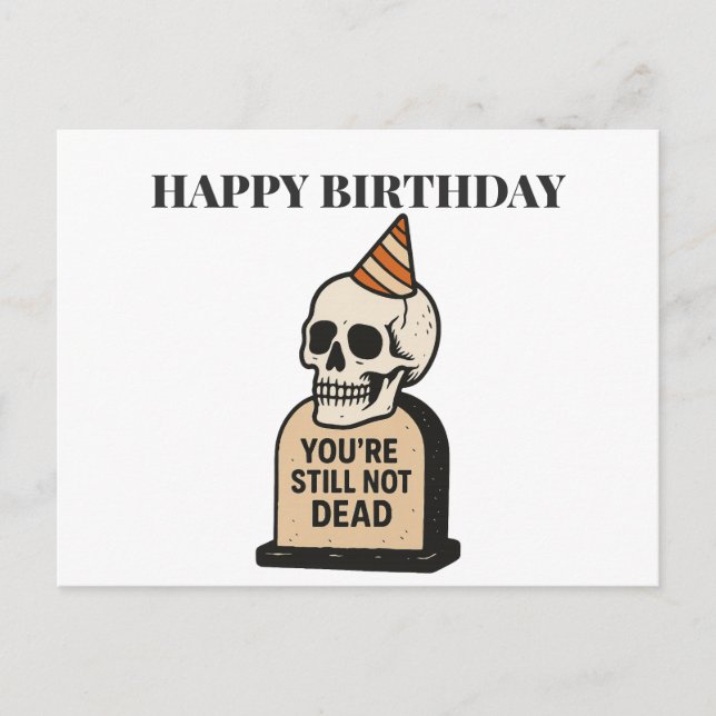Carte Postale T'es Toujours Pas Mort — Anniversaire Humour Noir  (Devant)
