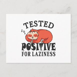 Carte Postale Testé positif à la paresse Paresseux