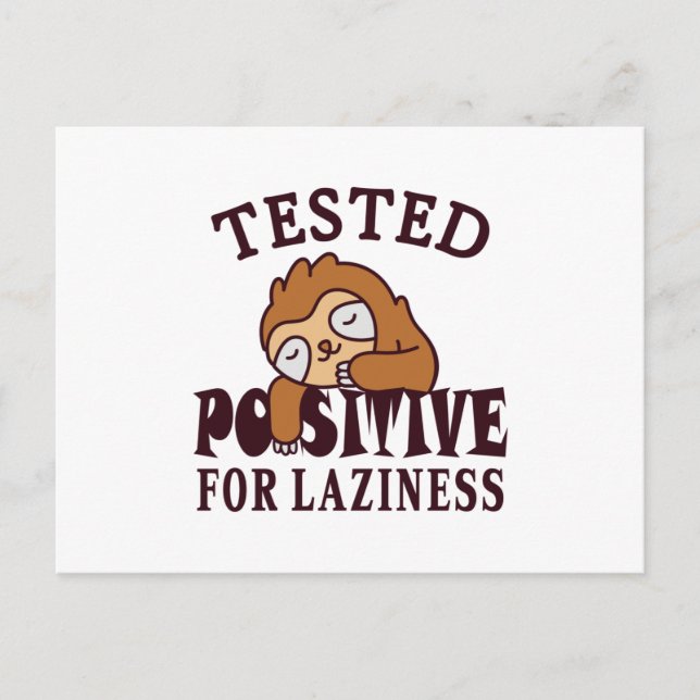 Carte Postale Testé positif à la paresse Paresseux (Devant)