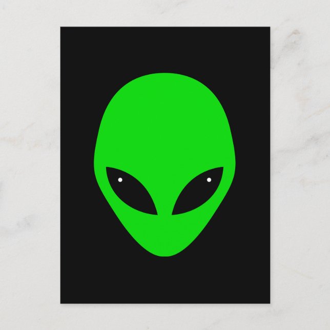 Carte Postale Tête Alien verte (Devant)