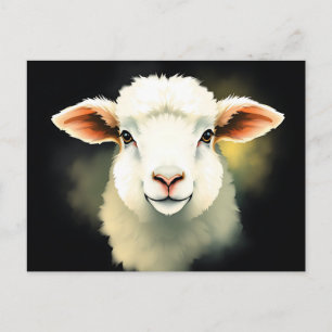 Carte Postale Tête d'agneau aux traits abstraits 