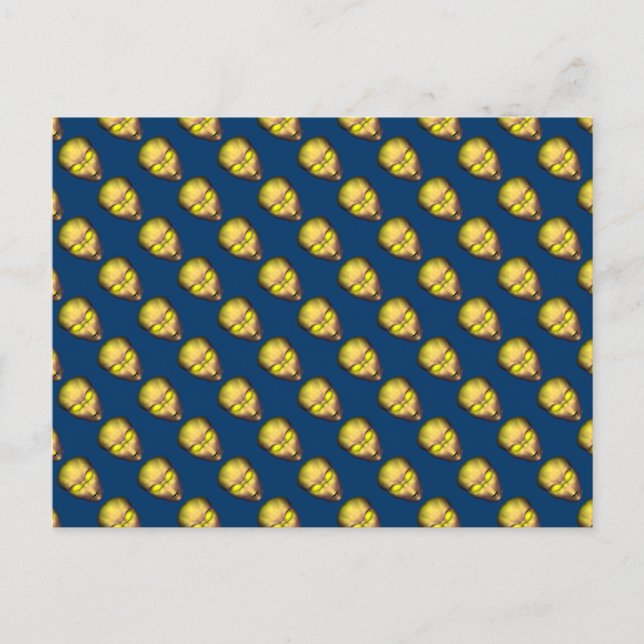 Carte Postale Tête d'Alien jaune (Devant)