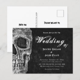 Carte Postale Tête de crâne gothique Invitation d'Hallomariage n