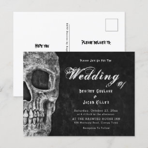 Carte Postale Tête de crâne gothique Invitation d'Hallomariage n