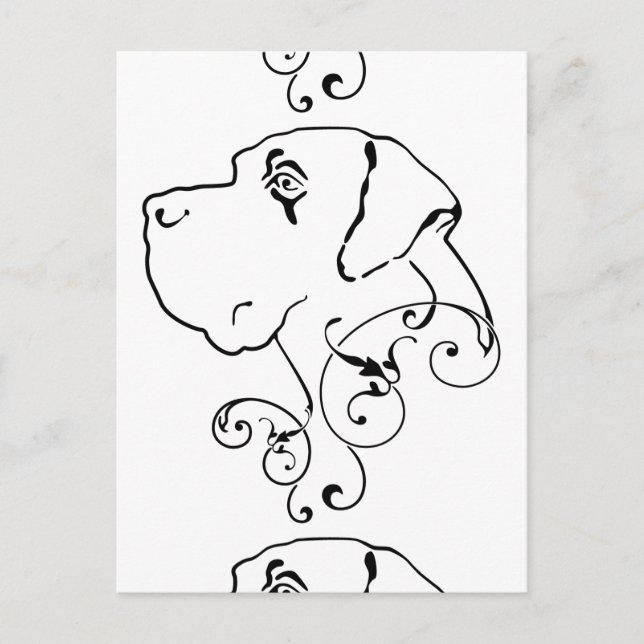 Carte Postale Tête de Grand Danois dessinée en ligne (Devant)