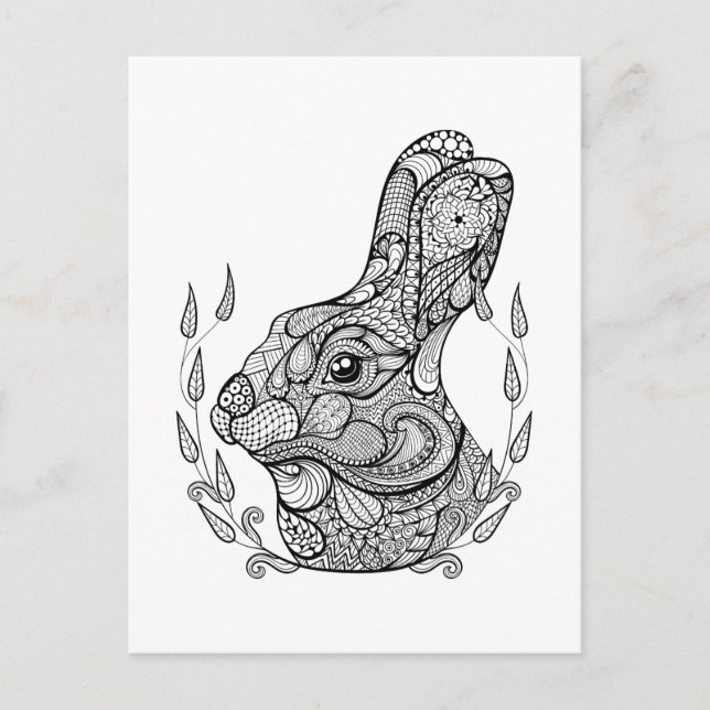 Carte Postale Tête De Lapin Inspirée En Wreath (Devant)