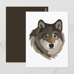 Carte Postale Tête de loup animal gris loup sauvage