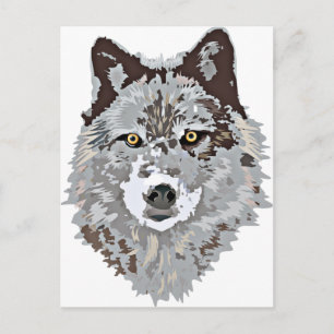 Carte Postale Tête de loup stylisée