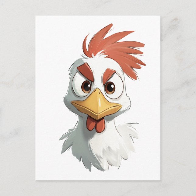 Carte Postale Tête de poulet de dessin animé en colère (Devant)
