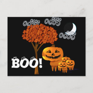 CARTE POSTALE TÊTES DE CITROUILLE D'HALLOWEEN
