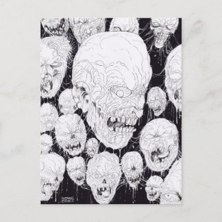 Carte Postale Têtes laides putréfiées de zombis