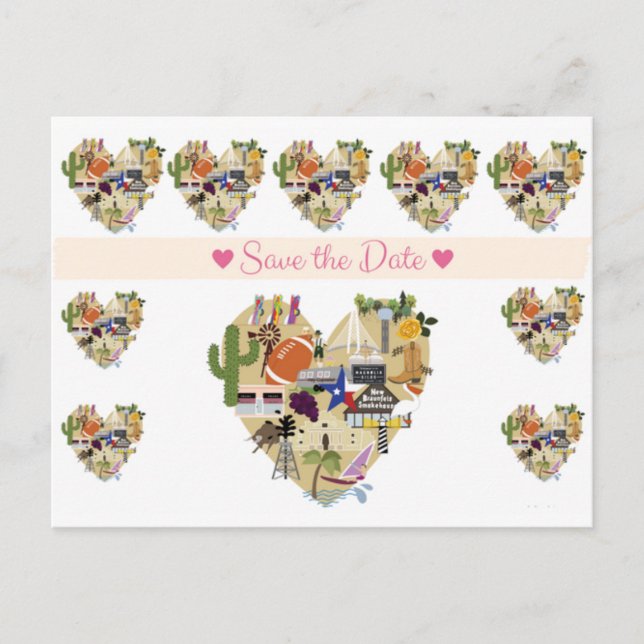 Carte postale Texas Enregistrer la date (Devant)