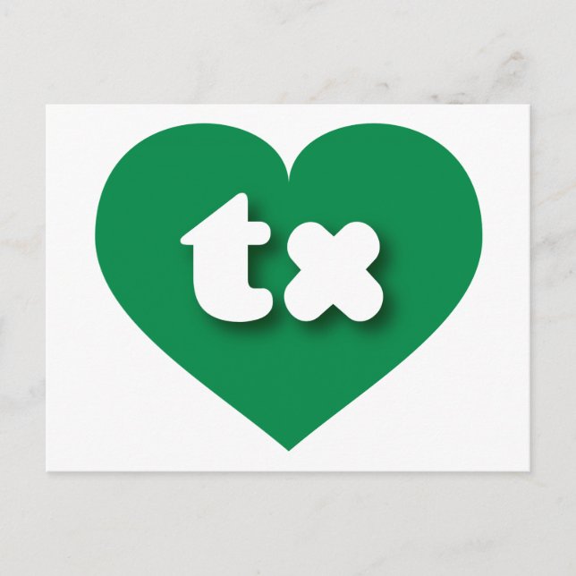 Carte Postale Texas green heart - I love tx (Devant)