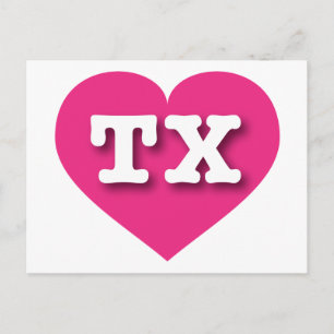 Carte Postale Texas Hot Pink Heart - J'aime TX
