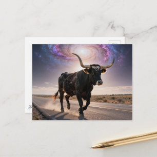 Carte Postale Texas Longhorn sur l'autoroute