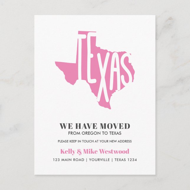 Carte Postale TEXAS Nous avons déplacé Nouvelle adresse Nouveau  (Devant)