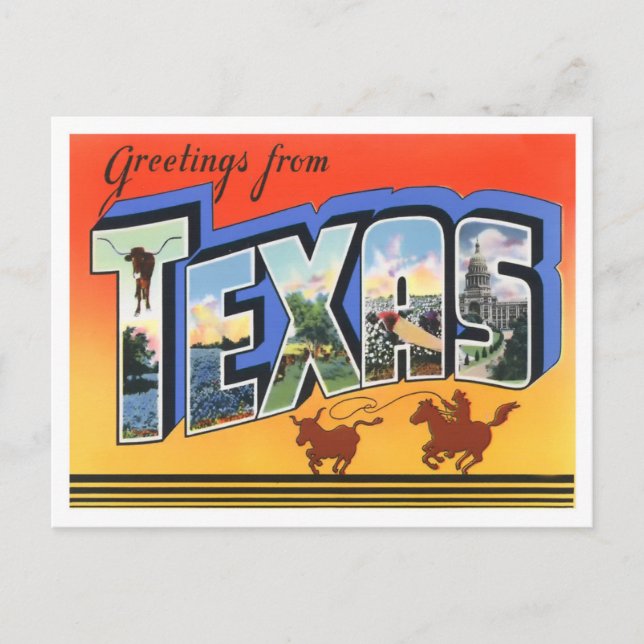 Carte postale Texas Vintage Big Letters (Devant)
