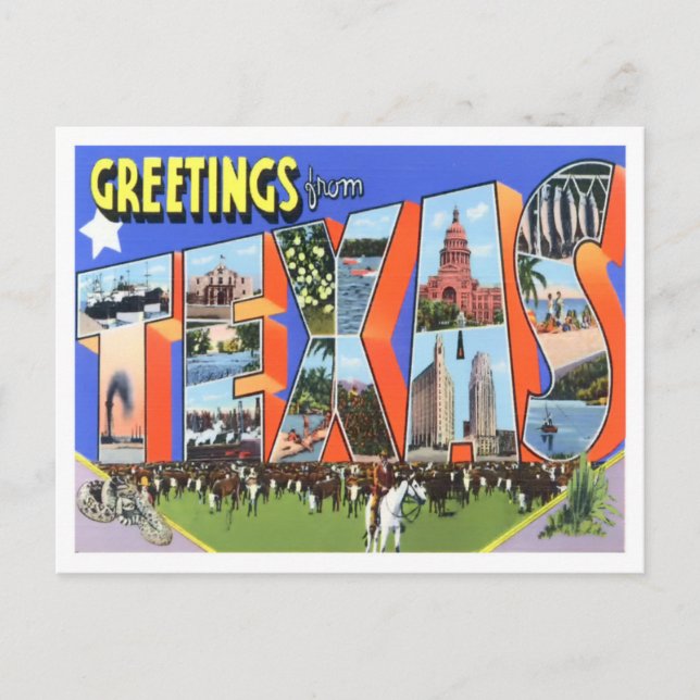 Carte postale Texas Vintage Big Letters (Devant)