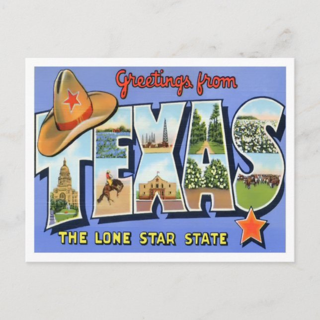 Carte postale Texas Vintage Big Letters (Devant)