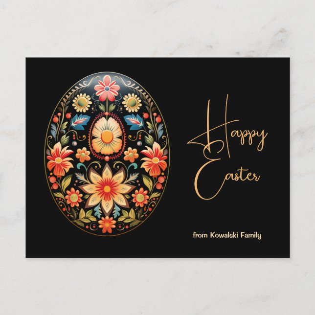 Carte Postale Text personnalisé Folklore Fleur de Pâques Vœux de (Devant)