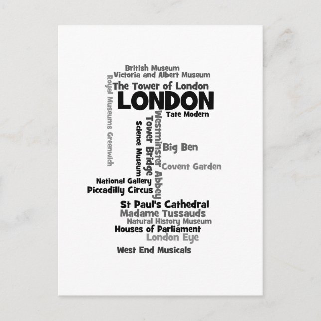 Carte Postale Texte Art "Londres" (Devant)