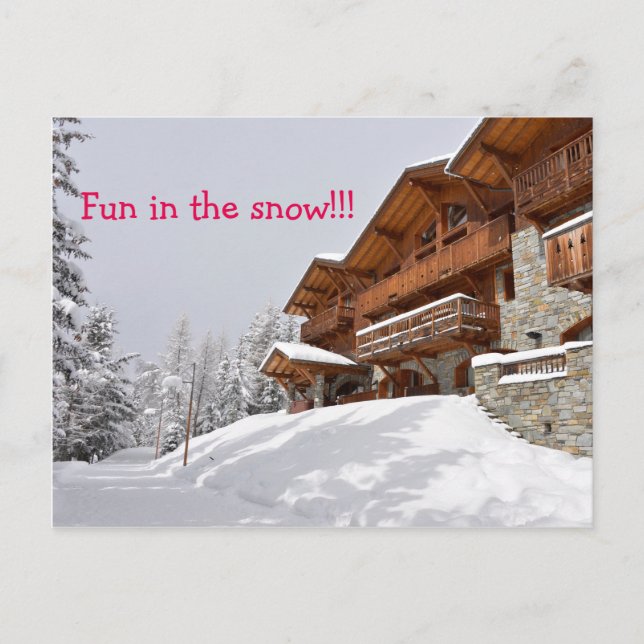 Carte postale texte de chalet de station de ski (Devant)