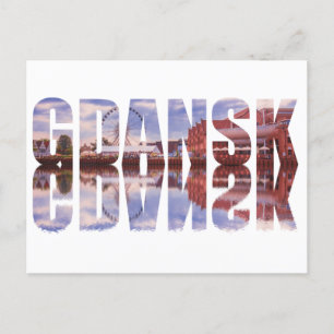 Carte Postale Texte de Gdansk avec vue sur la vieille ville avec