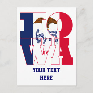 Carte Postale Texte de l'indicateur d'état Iowa