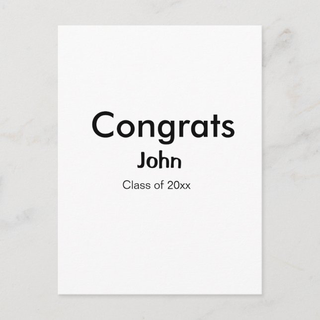 Carte Postale texte de nom d'ajout de garçon diplômé félicitatio (Devant)