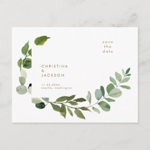 Carte Postale  Texte doré Eucalyptus Mariage  Save the Date 